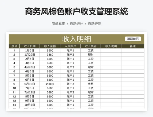 商务风棕色账户收支管理系统