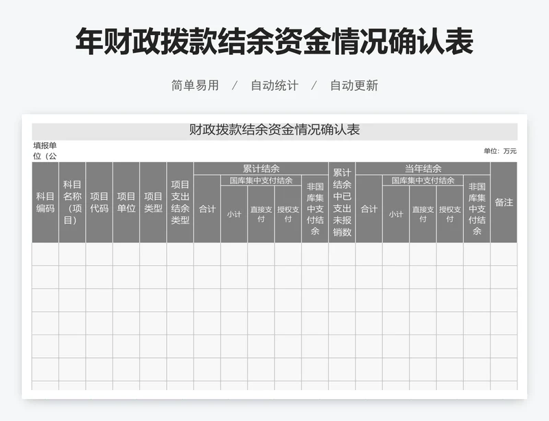 年财政拨款结余资金情况确认表