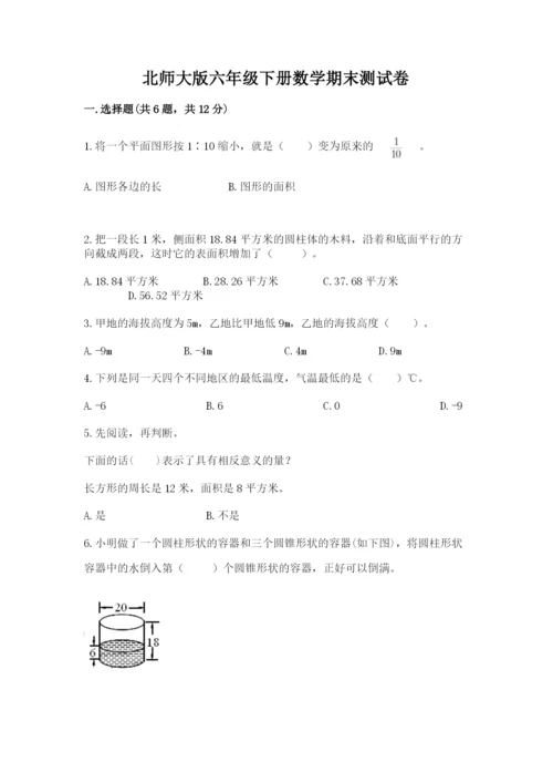 北师大版六年级下册数学期末测试卷【各地真题】.docx