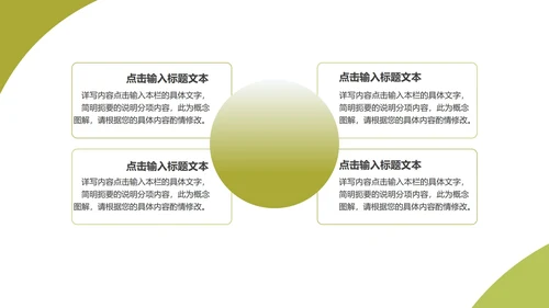 绿色自然叶子扁平风总结汇报PPT模板
