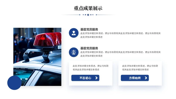 蓝色简约长城风公安警察工作汇报工作报告工作总结ppt模板