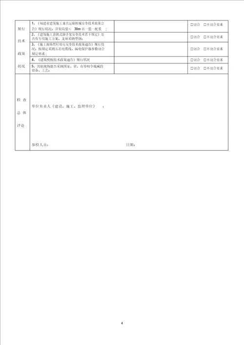 季度施工安全检查表