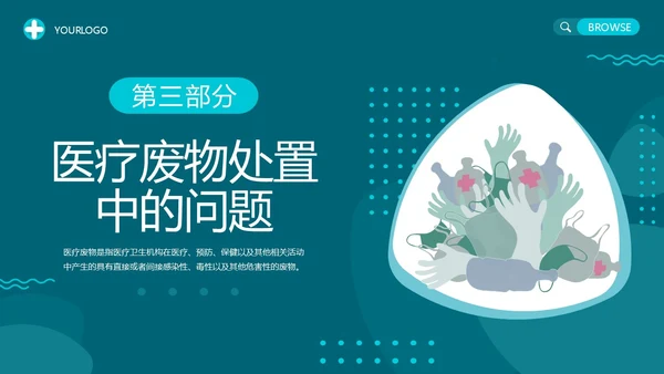 绿色插画医院医药医疗废物管理条例培训动态PPT精细化管理