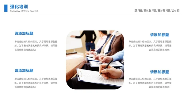 蓝色简约插画风物业年终工作总结工作汇报PPT年终总结