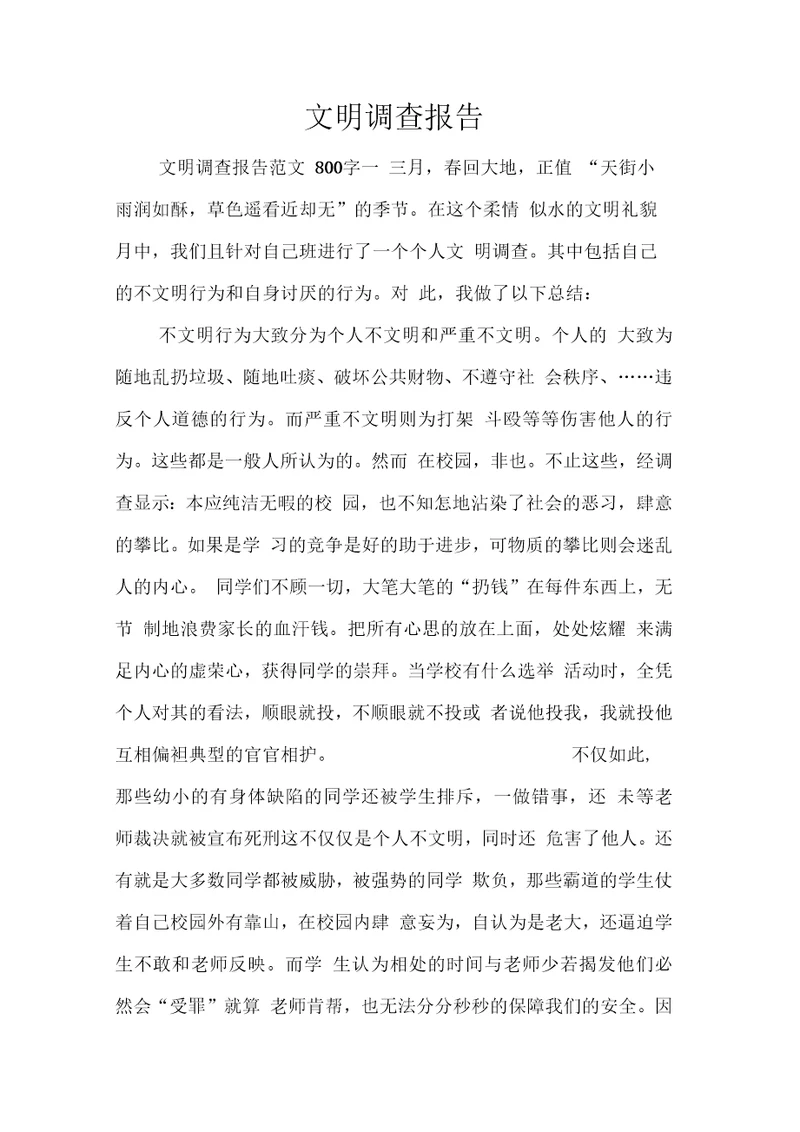 文明调查报告