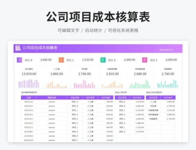 公司项目成本核算表