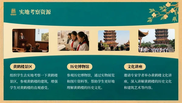 绿色中国风语文课件之黄鹤楼PPT模板