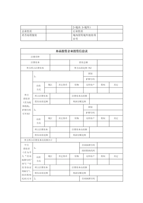 资本项目外汇业务申请表