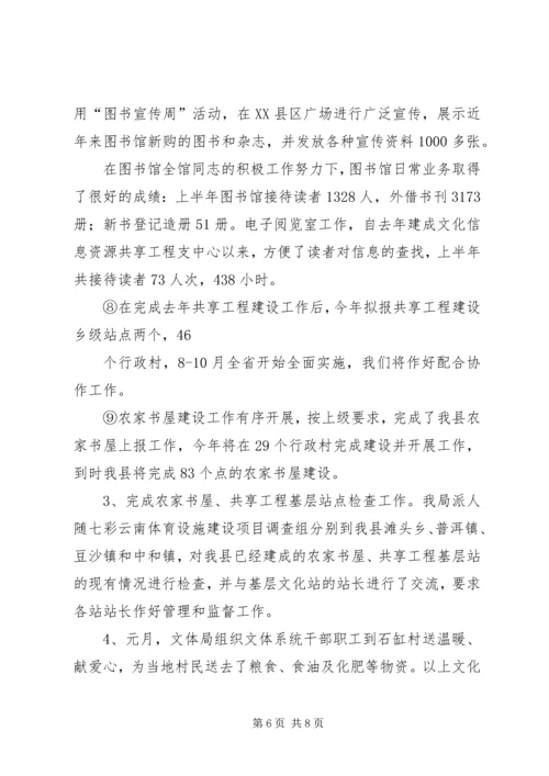 文体局上半年党风廉政建设自检报告.docx