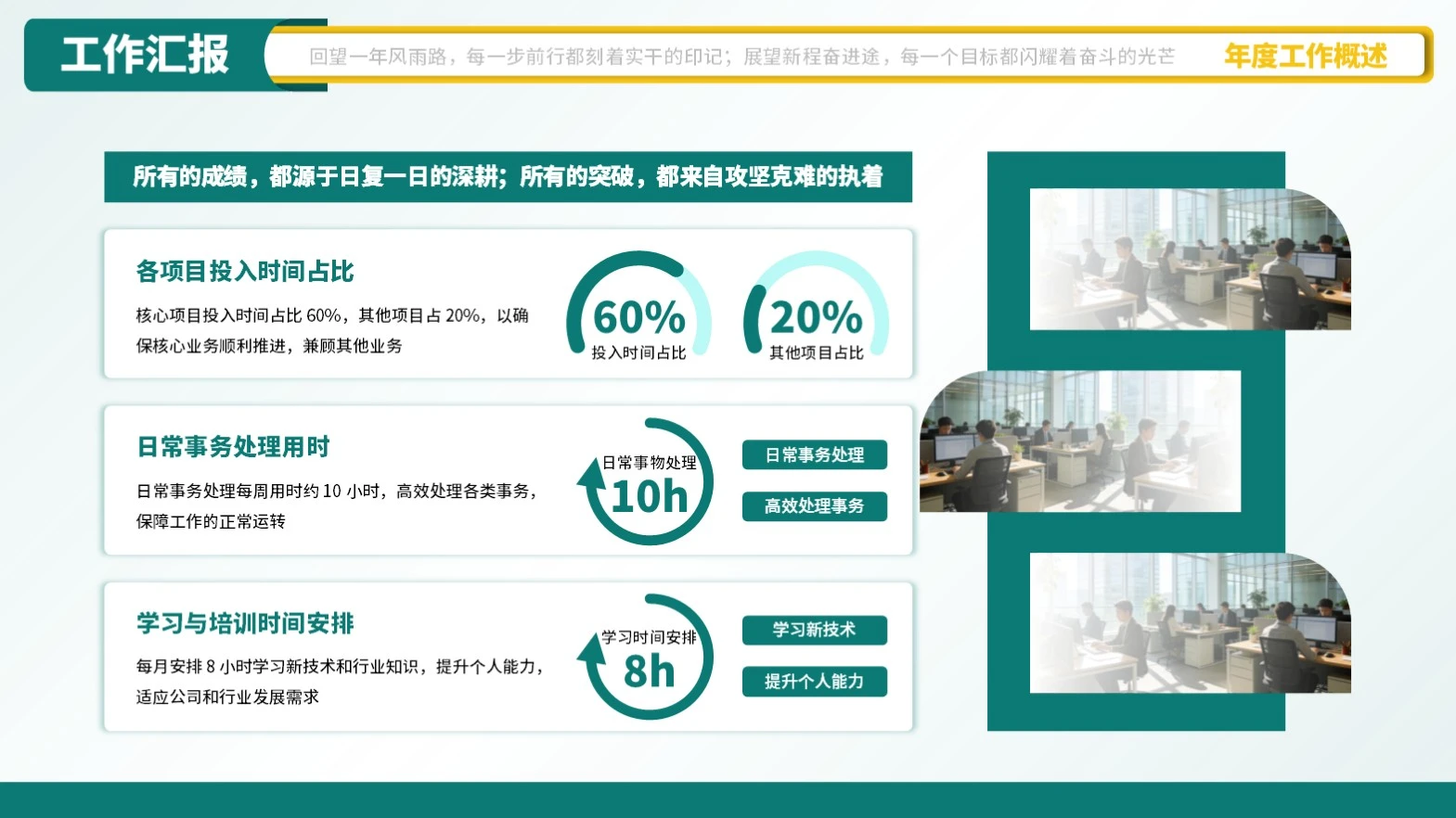 绿色商务工作汇报PPT单页