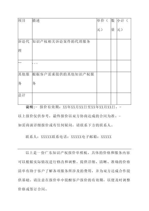 广东知识产权报价单