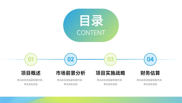 绿色渐变实用创业融资计划书PPT模板