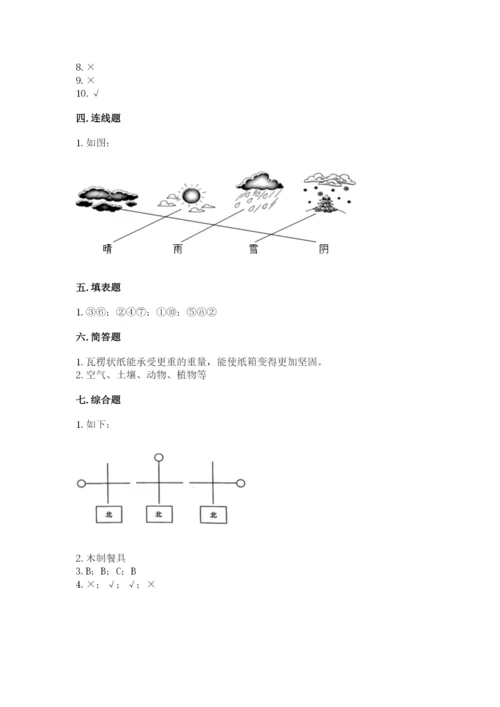 教科版二年级上册科学期末测试卷精品【有一套】.docx