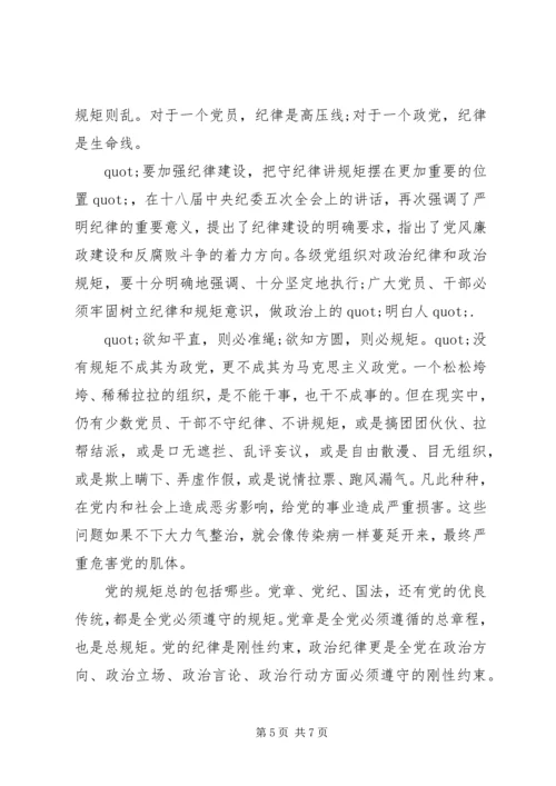 关于讲规矩守纪律发言稿范文.docx