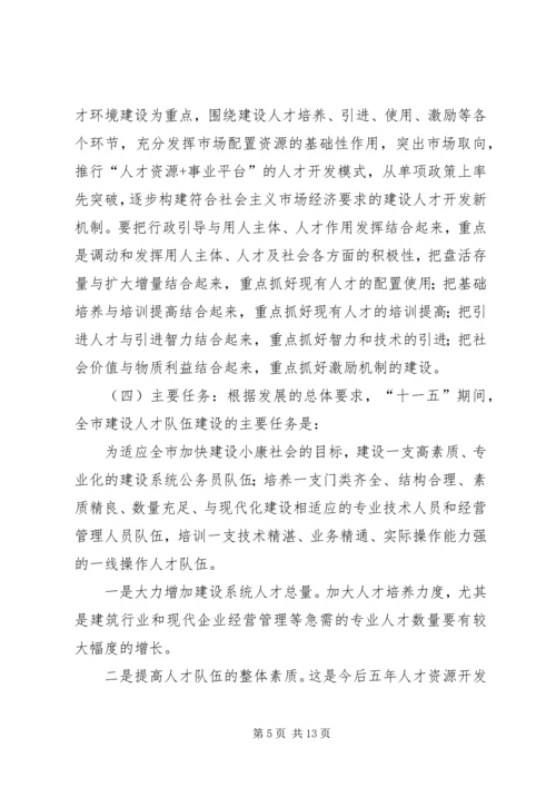 市规划建设局十一五人才工作规划.docx