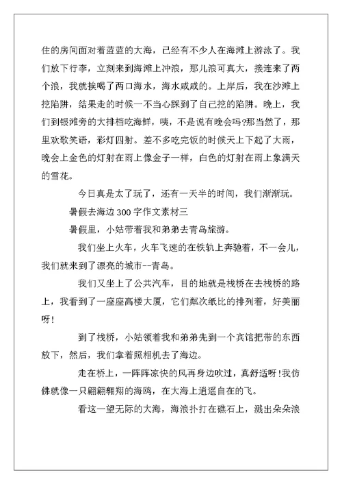 2022年暑假去海边300字作文素材