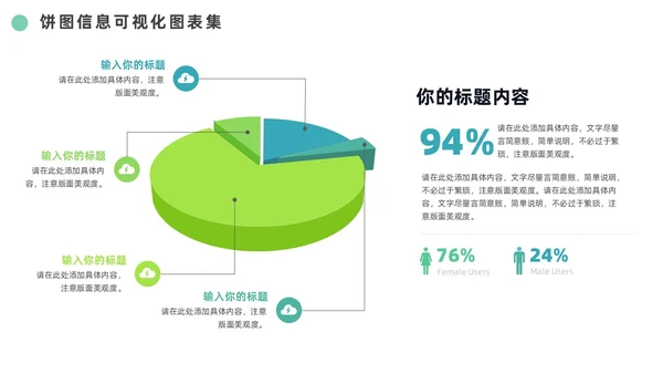 绿色通用饼图信息可视化图表集PPT