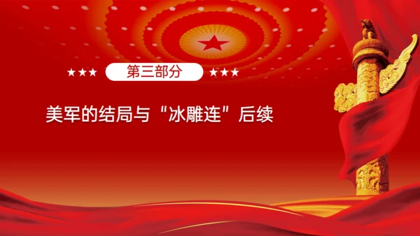抗美援朝冰雕连的故事，红色党政风通用PPT模板