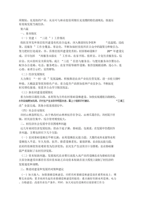 乡镇村情调查报告计划10篇