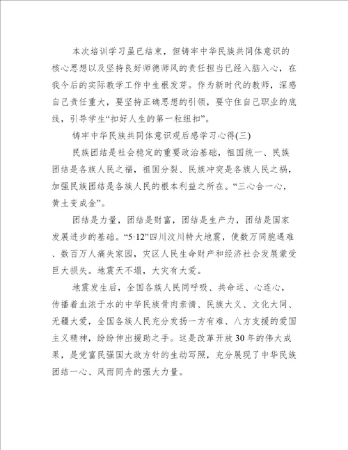 6篇关于铸牢中华民族共同体意识观后感学习心得