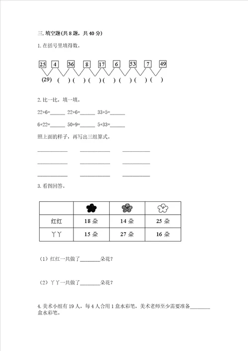 小学二年级数学100以内的加法和减法练习题含答案综合题