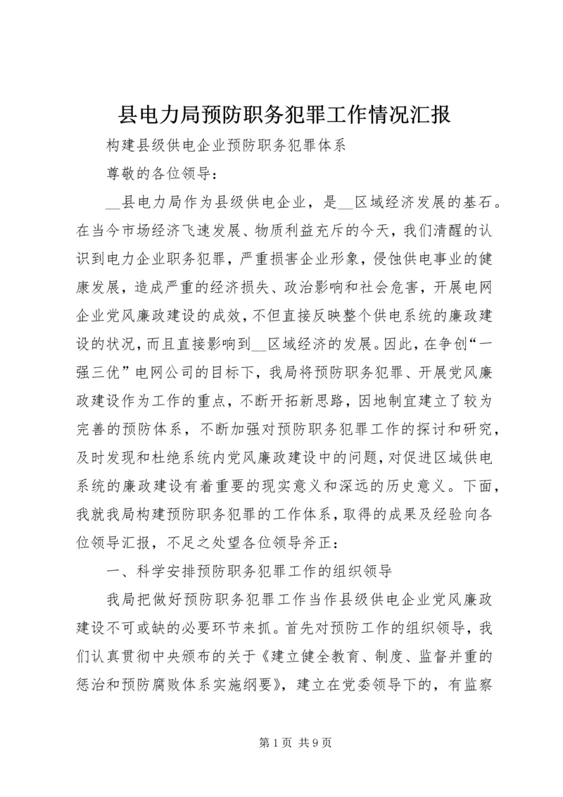 县电力局预防职务犯罪工作情况汇报.docx