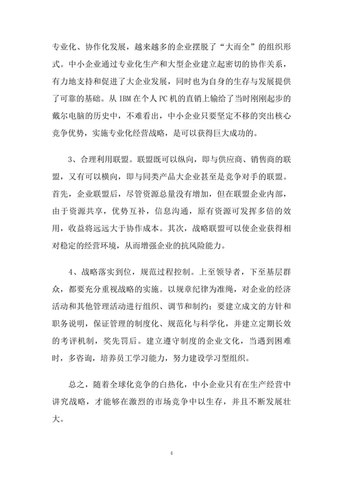 我国中小企业战略管理探讨