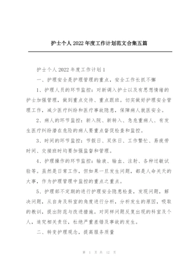 护士个人2022年度工作计划范文合集五篇.docx