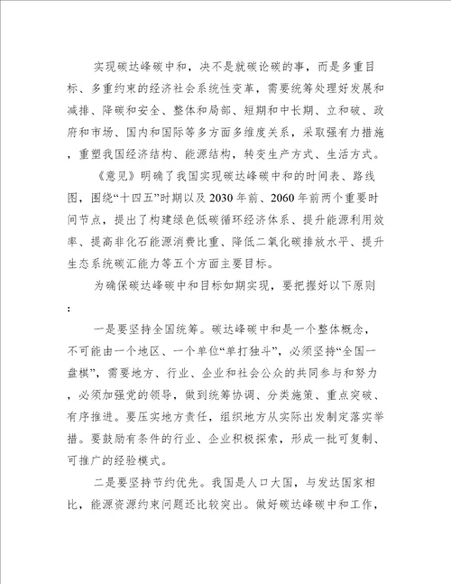 做好碳达峰碳中和工作心得体会范文精选6篇