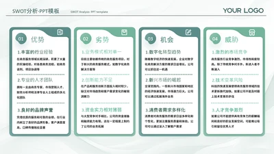 绿色系渐变风swot分析SWOT关系页