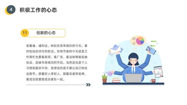 黄色水彩插画员工的十大心态企业培训PPT课件人际交往