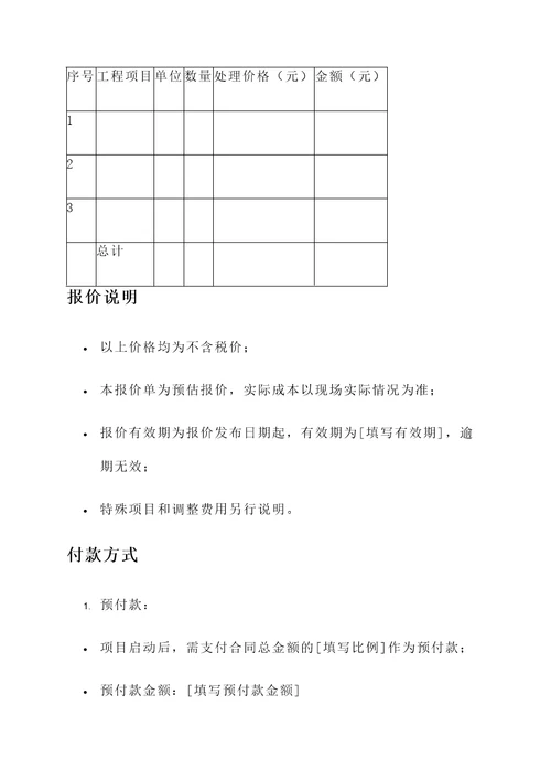 丰台市政总承包报价单