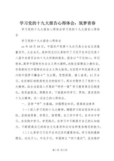学习党的十九大报告心得体会：筑梦青春.docx