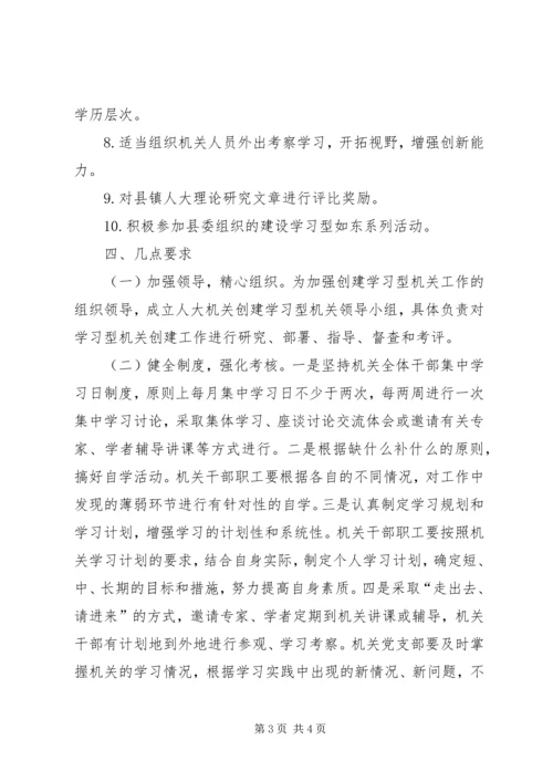 县人大机关创建学习型机关实施意见.docx