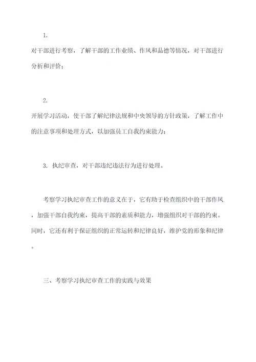 考察学习执纪审查工作报告