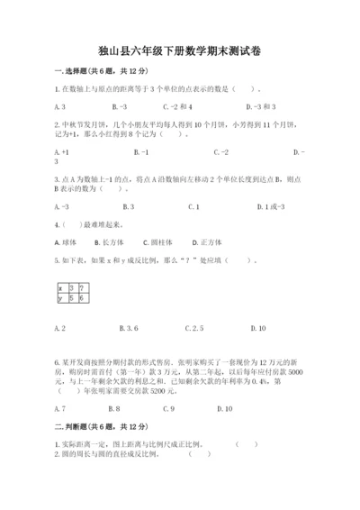 独山县六年级下册数学期末测试卷（综合卷）.docx