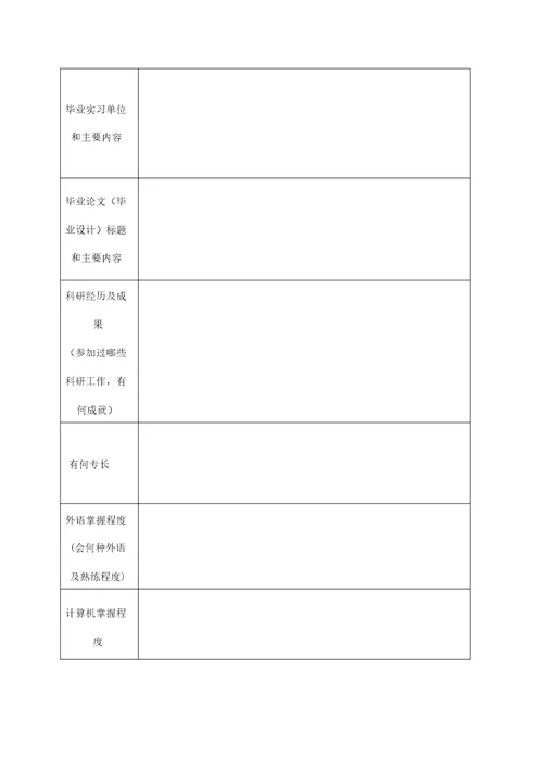 云南普通高等学校毕业生登记表