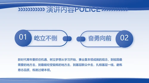 蓝色大气警察的任务与职责PPT动态模板