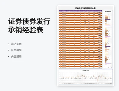 简约风证券债券发行承销经验表