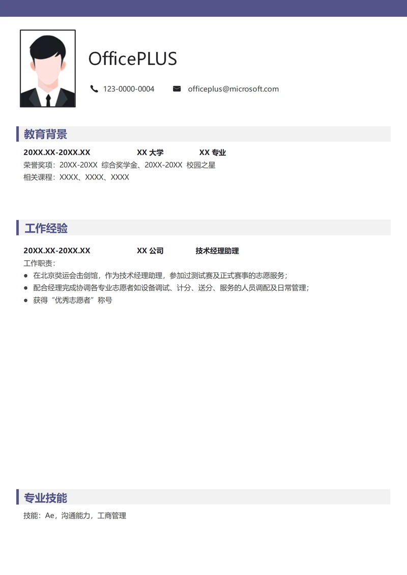 网络技术部门经理简历模版