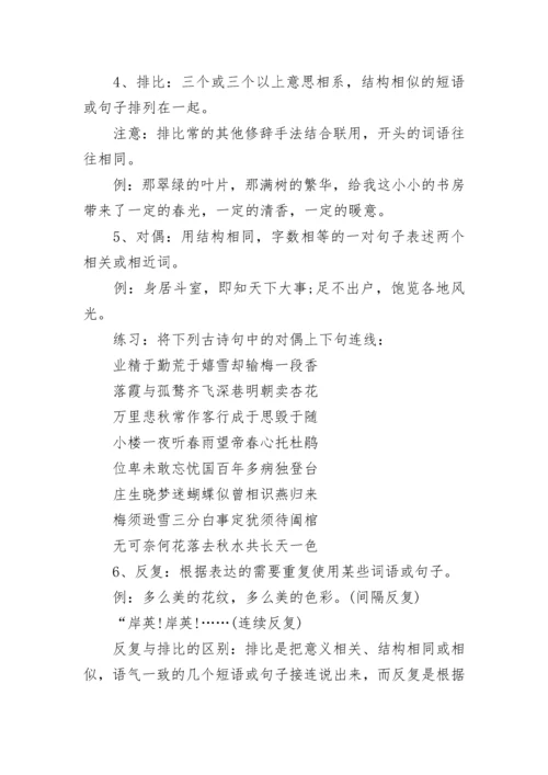 中考语文常见的修辞手法_语文阅读常见题型.docx