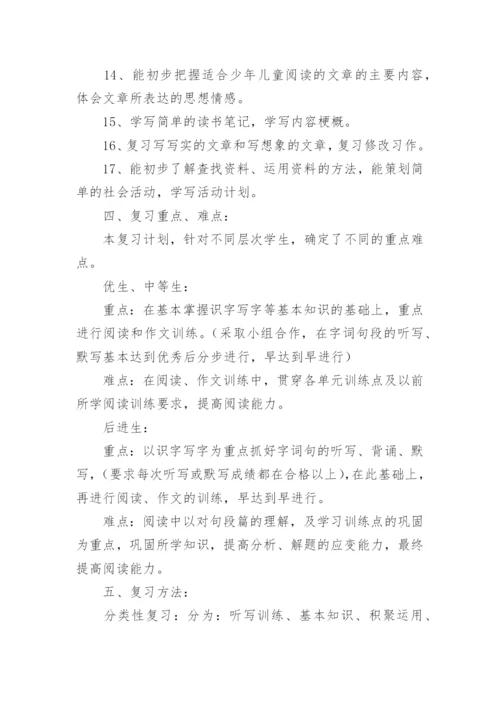 五年级下册语文期末复习计划.docx
