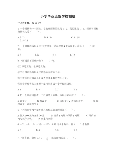 小学毕业班数学检测题及完整答案（夺冠）.docx