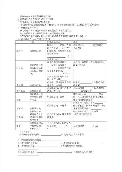 高一生物3.2细胞器系统内的分工合作学案1