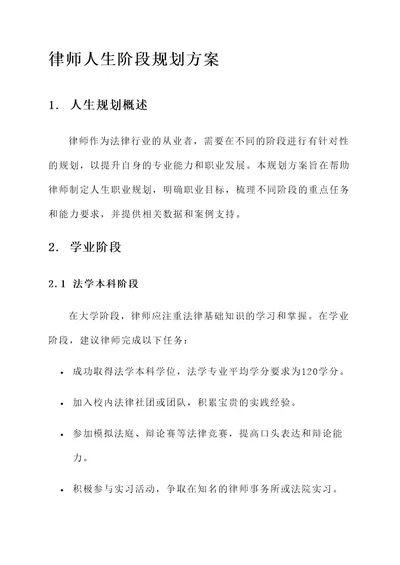 律师人生阶段规划方案