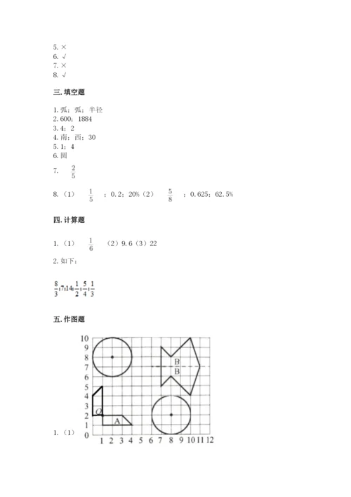 小学六年级上册数学期末测试卷带答案（模拟题）.docx