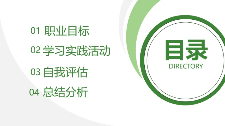 绿色商务风会计学专业大学生职业生涯规划发展展示PPT模版