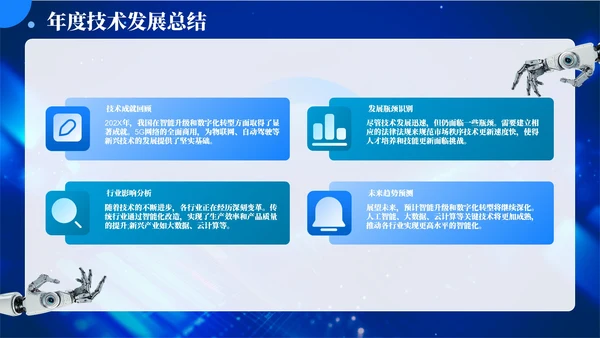 蓝色科技风智能升级数字转型202X年度技术发展年终总结PPT模板