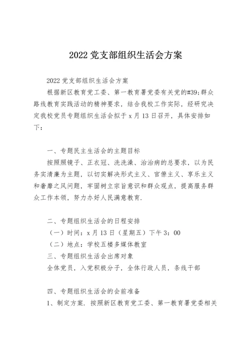 2022党支部组织生活会方案.docx