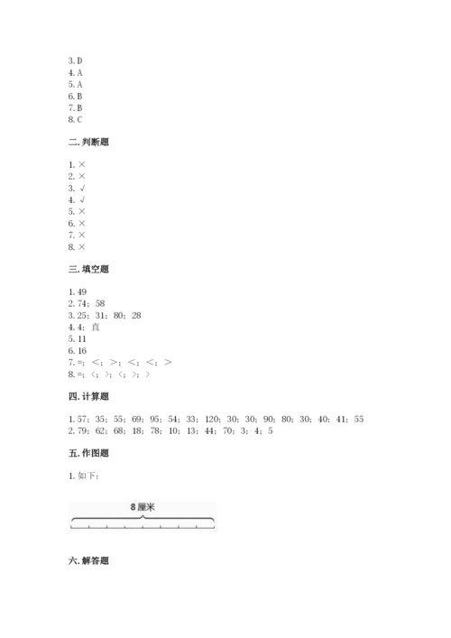 人教版二年级上册数学期中测试卷含答案【实用】.docx